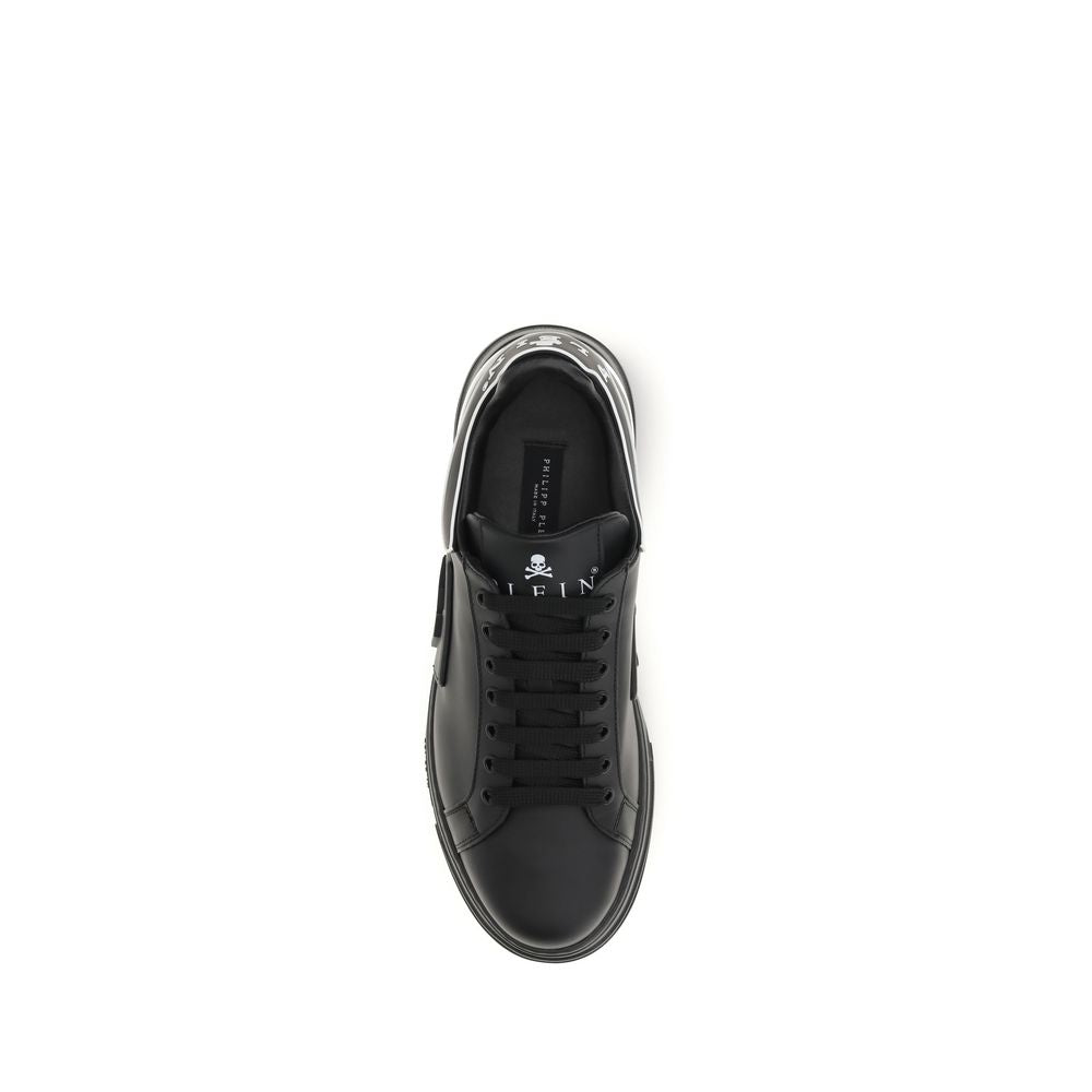 Philipp Plein Phantom Black Calf Leather Bos Taurus Low Top Sneakers Men's Designer Trainers