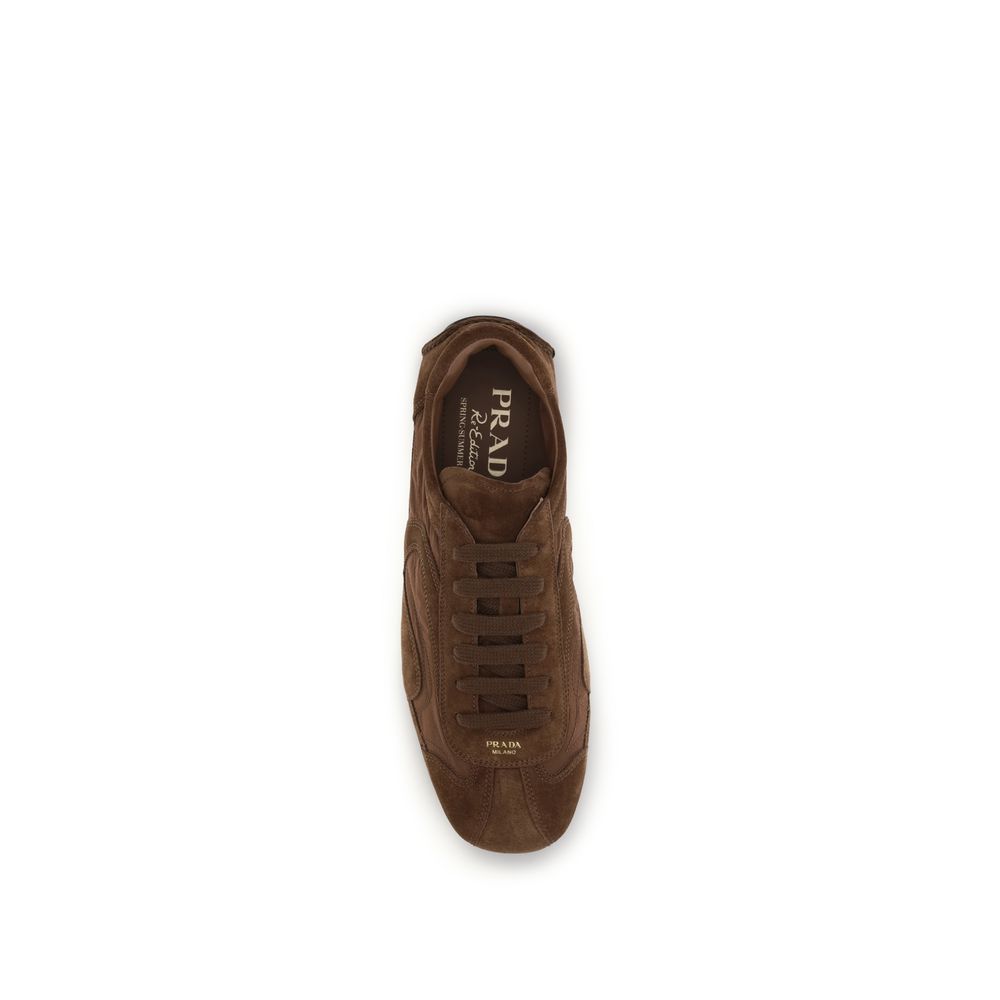 Prada Brown Calf Leather Montecarlo Re-Edition 2005 Low Top Sneakers SS26 Designer Trainers