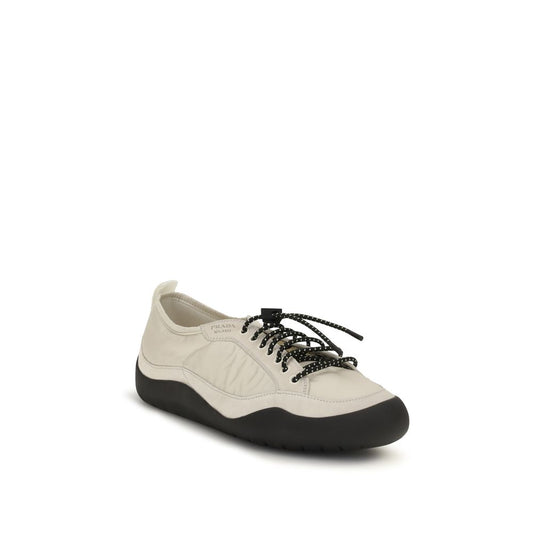 Prada Beige Fabric Athletic Sneakers Men’s Luxury Designer Trainers SS26 Rubber Sole