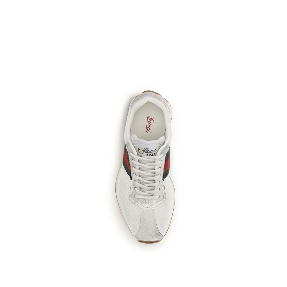 Gucci Tempo White Athletic Sneakers with Web Detail | Luxury Designer Footwear | Kloset97