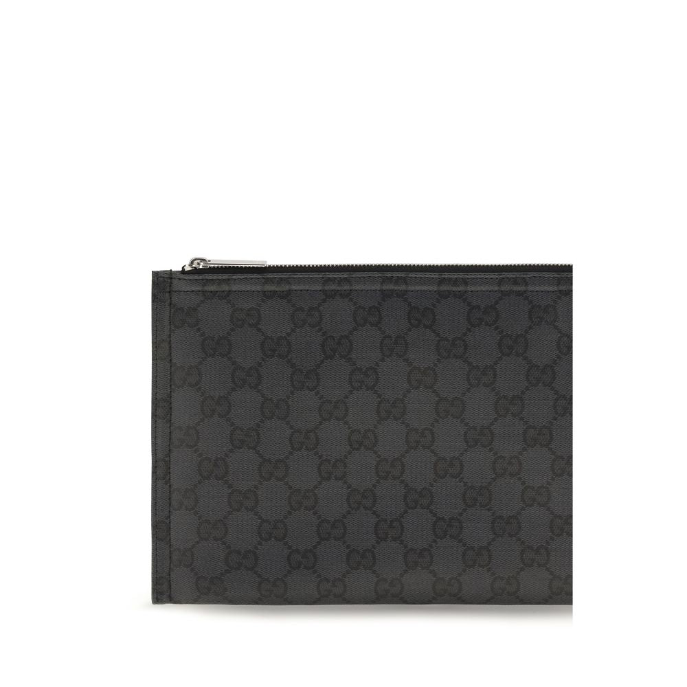 Gucci Black GG Canvas Essence Classic Large Clutch Pouch Bag | Luxury Designer AW26