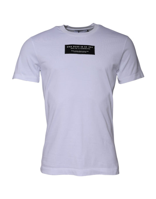 Dolce & Gabbana White Logo Print T-Shirt Regular Fit Cotton Crew Neck Made in Italy