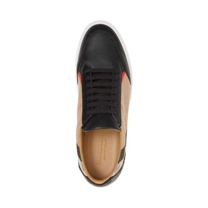 Burberry New Salmond Sneakers Black Vintage Check Leather SS24 Made in Italy