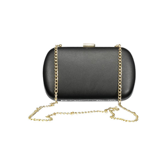 Valentino Black Polyethylene Clutch Bag with Chain Strap Designer Logo Handbag