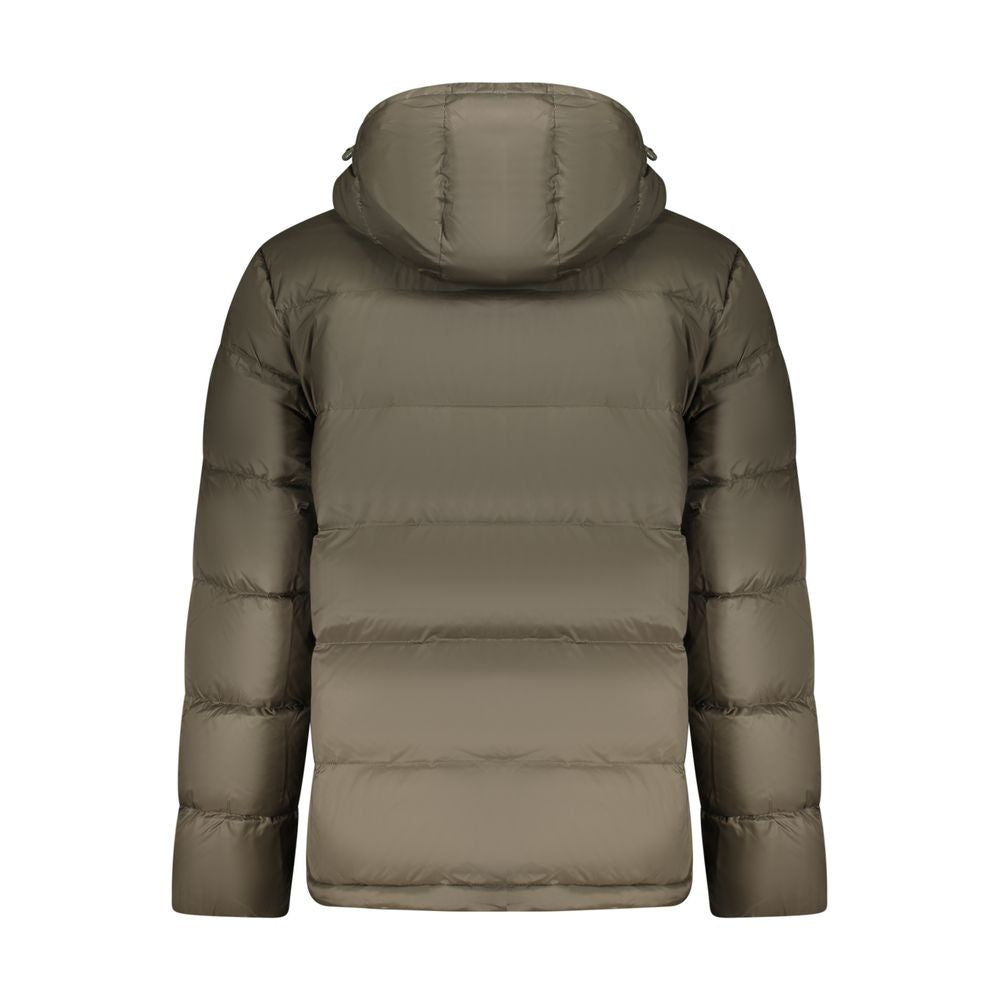 Calvin Klein Brown Recycled Nylon Jacket Men's Water Resistant Windproof Hooded Coat Designer