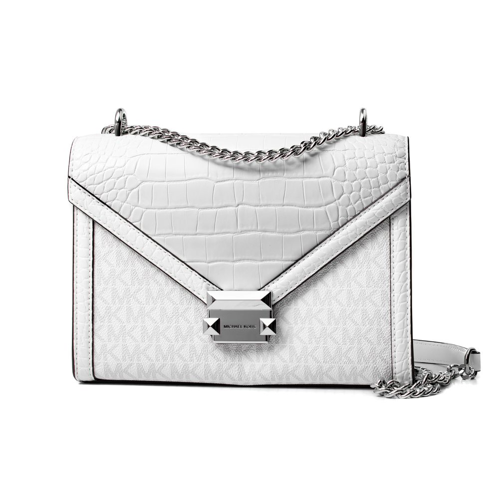 Michael Kors Whitney White Canvas Crossbody Bag – Designer Women’s Handbag 24cm