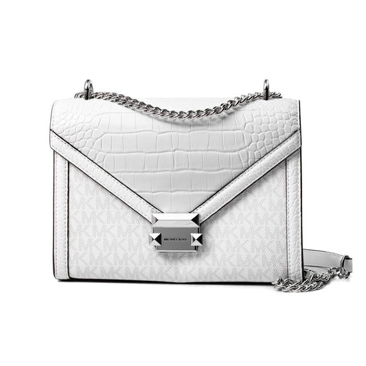 Michael Kors Whitney White Canvas Crossbody Bag – Designer Women’s Handbag 24cm