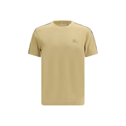 Burberry Beige Check Trim Cotton T-Shirt Men's Designer Luxury EKD Logo Tee