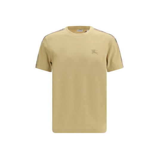 Burberry Beige Check Trim Cotton T-Shirt Men's Designer Luxury EKD Logo Tee