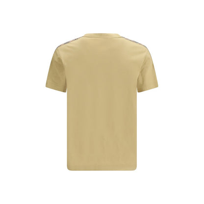 Burberry Beige Check Trim Cotton T-Shirt Men's Designer Luxury EKD Logo Tee