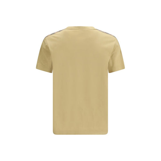 Burberry Beige Check Trim Cotton T-Shirt Men's Designer Luxury EKD Logo Tee