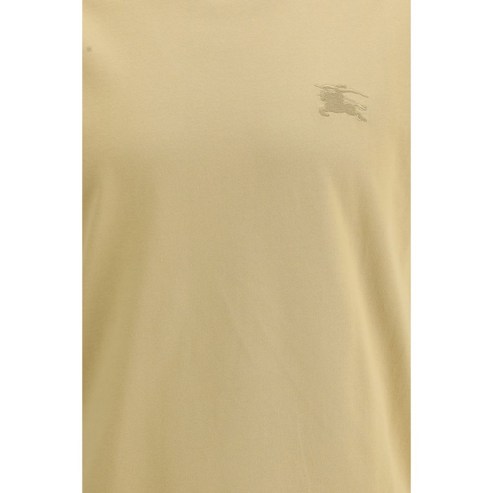Burberry Beige Check Trim Cotton T-Shirt Men's Designer Luxury EKD Logo Tee