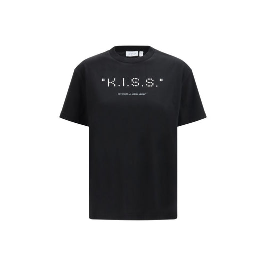 Off-White Kiss Quote T-Shirt Black Cotton Graphic Tee SS26 Designer Streetwear