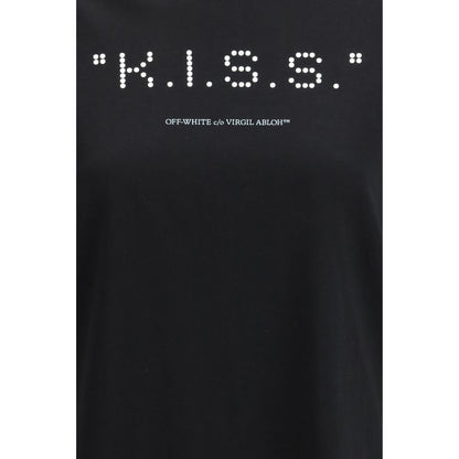 Off-White Kiss Quote T-Shirt Black Cotton Graphic Tee SS26 Designer Streetwear