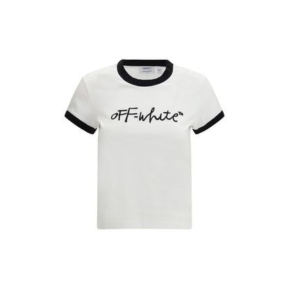 Off-White Script Embroidered T-Shirt White Cotton Regular Fit SS26 Designer Tee