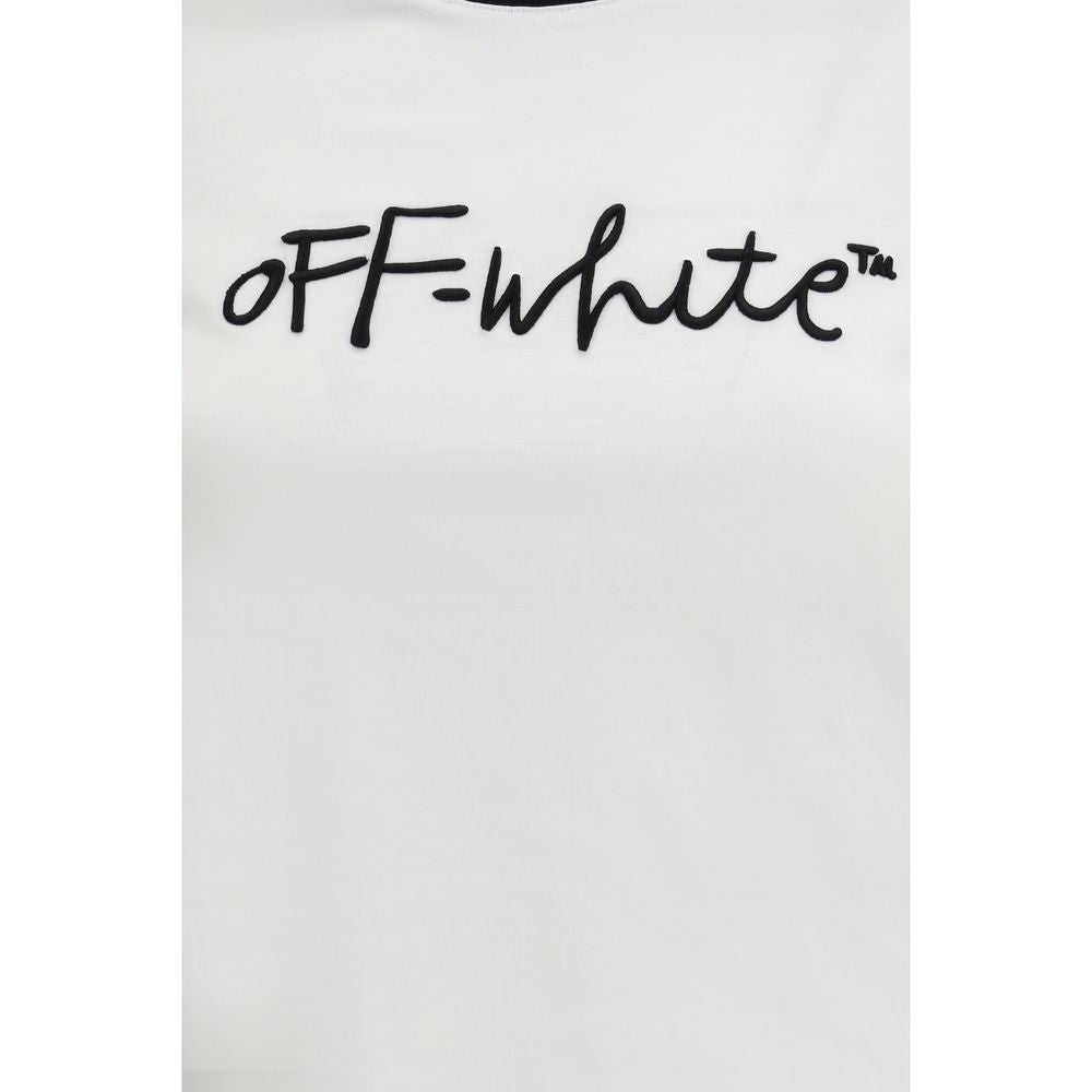 Off-White Script Embroidered T-Shirt White Cotton Regular Fit SS26 Designer Tee