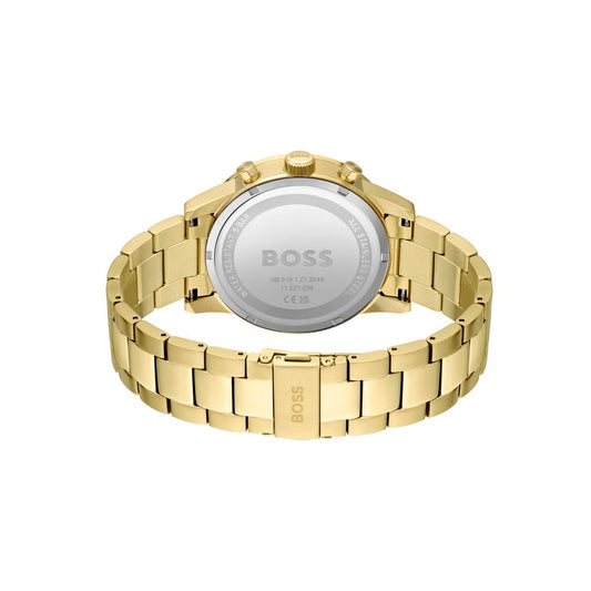 Hugo Boss Gold Chronograph Watch 46mm Green Dial Stainless Steel Men’s Luxury Timepiece
