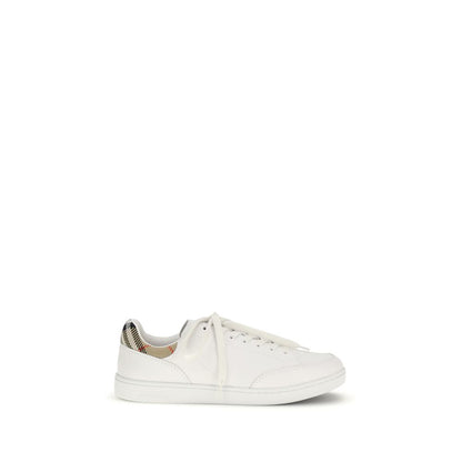 Burberry White Calf Leather Check Low Top Sneakers | Luxury Designer Trainers