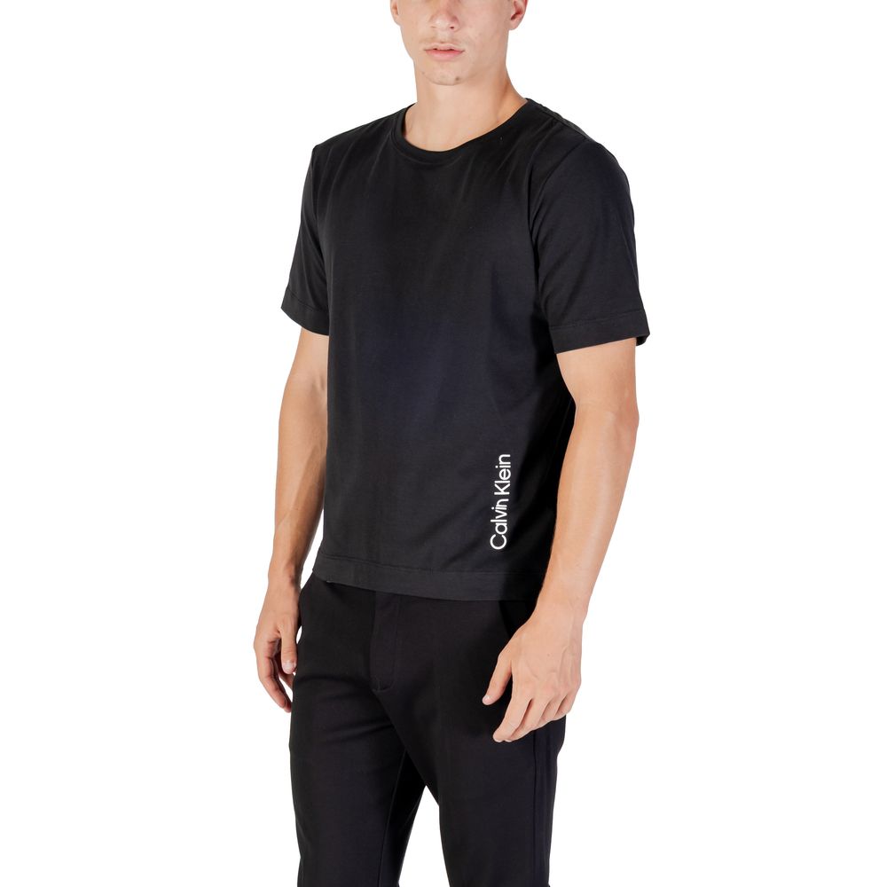 Calvin Klein Sport Black Cotton Stretch T-Shirt Men's Designer Logo Crew Neck Tee