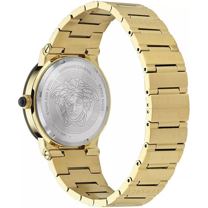 Versace Gold Stainless Steel Moonphase Watch 38mm Black Dial Sapphire Glass