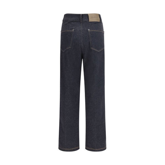 Max Mara Pure Blue Cotton Straight-Leg Jeans Ribes Cropped Designer Denim