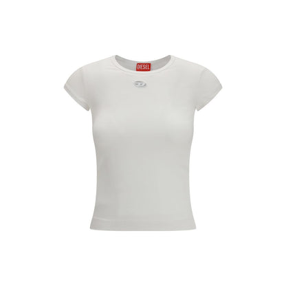 Diesel T-Angie-Od White Slim Fit Cotton T-Shirt with Oval-D Logo | Women's Designer Tee
