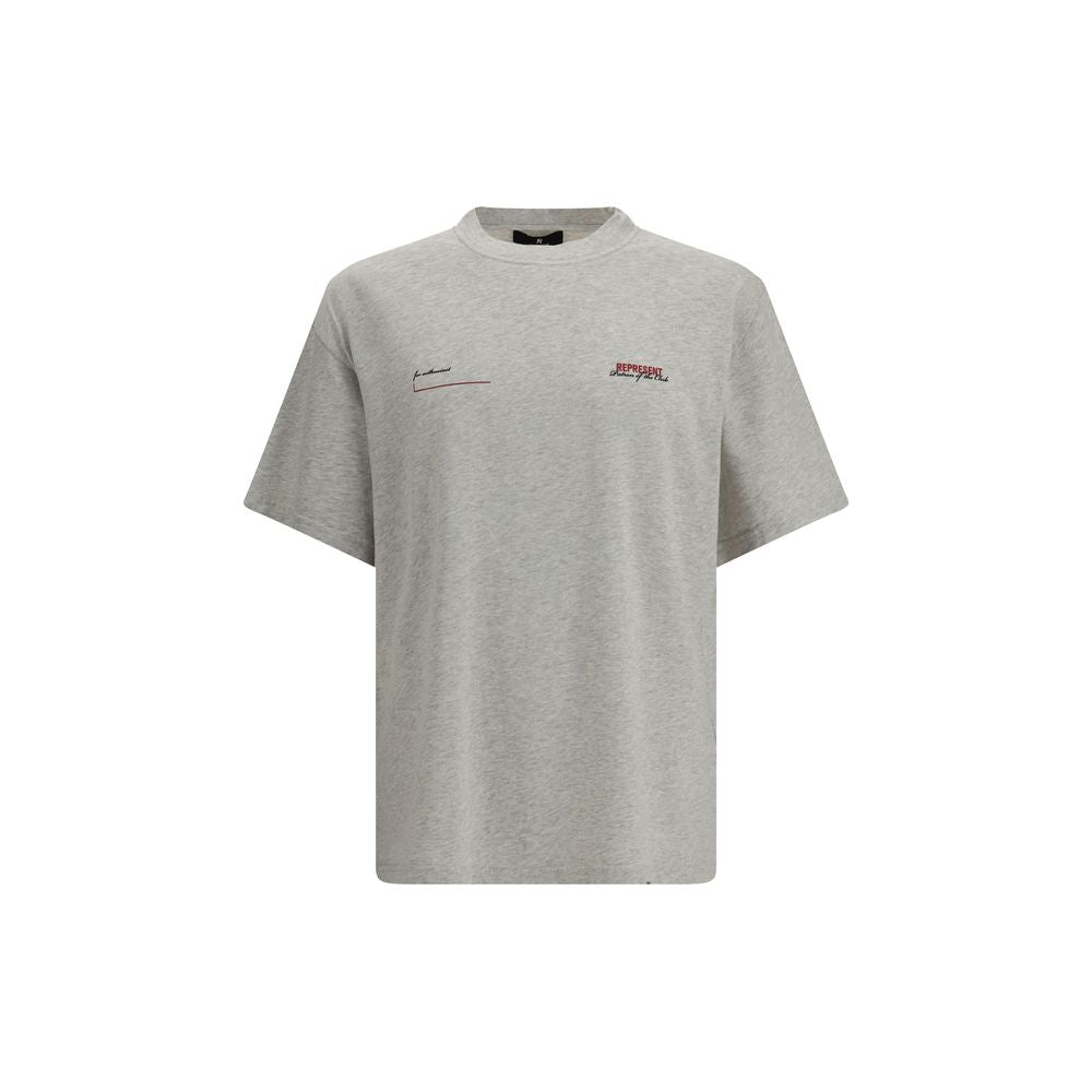 Represent Gray Monogram Cotton T-Shirt – Luxury Designer Regular Fit Tee SS26