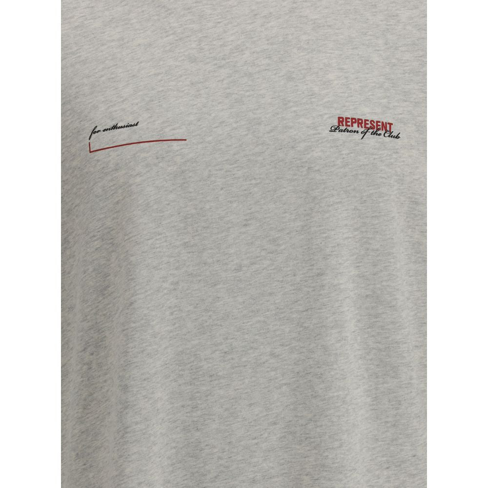 Represent Gray Monogram Cotton T-Shirt – Luxury Designer Regular Fit Tee SS26