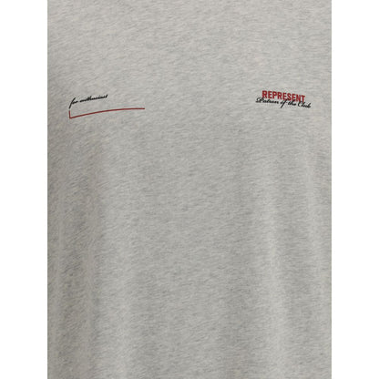 Represent Gray Monogram Cotton T-Shirt – Luxury Designer Regular Fit Tee SS26