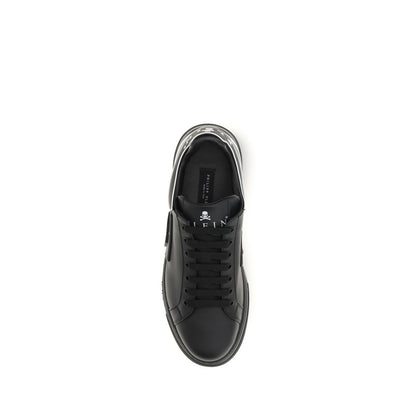 Philipp Plein Phantom Black Calf Leather Bos Taurus Low Top Sneakers Men's Designer Trainers