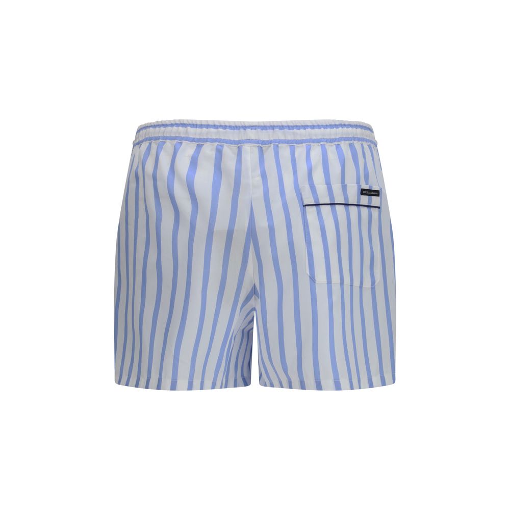 Dolce & Gabbana Blue Striped Bermuda Shorts | Luxury Designer Cotton Shorts | Kloset97