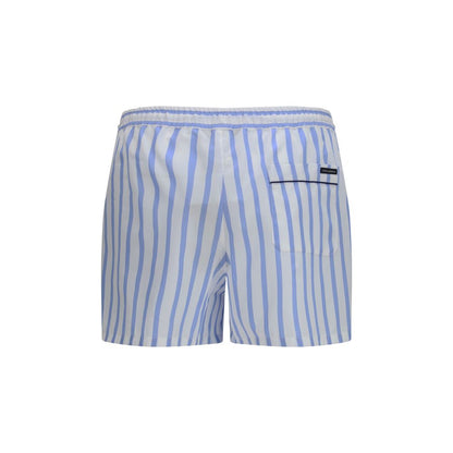 Dolce & Gabbana Blue Striped Bermuda Shorts | Luxury Designer Cotton Shorts | Kloset97