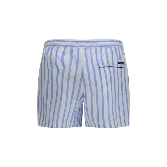Dolce & Gabbana Blue Striped Bermuda Shorts | Luxury Designer Cotton Shorts | Kloset97