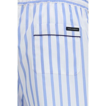 Dolce & Gabbana Blue Striped Bermuda Shorts | Luxury Designer Cotton Shorts | Kloset97