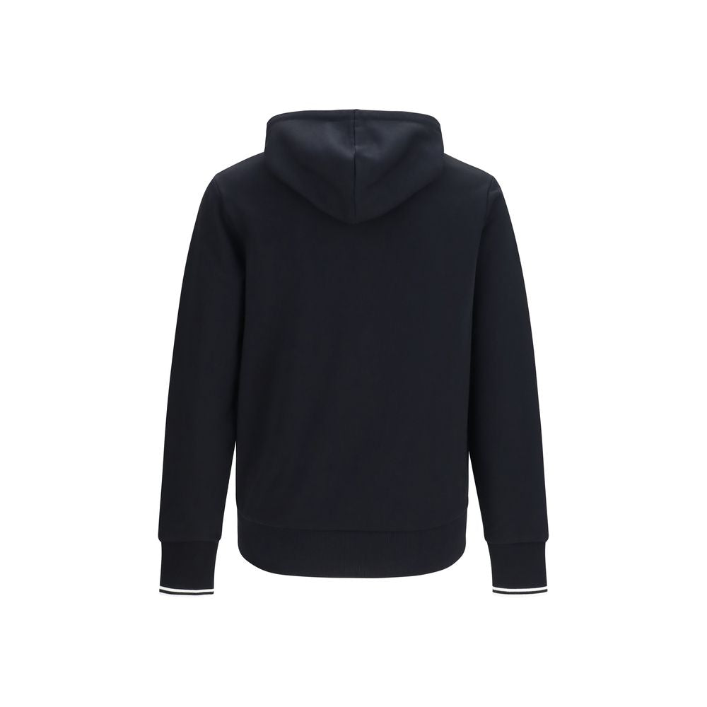Fred Perry Black Cotton Hoodie Men's Striped Cuff Pullover Sweatshirt SS26