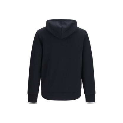 Fred Perry Black Cotton Hoodie Men's Striped Cuff Pullover Sweatshirt SS26