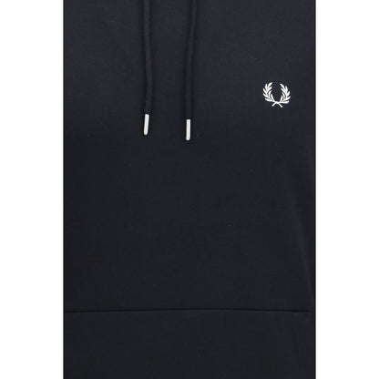 Fred Perry Black Cotton Hoodie Men's Striped Cuff Pullover Sweatshirt SS26