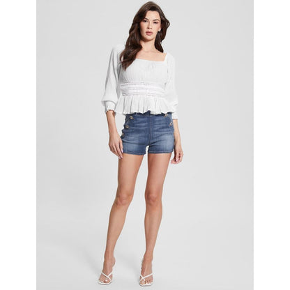 Guess White Ramie Tank Tops