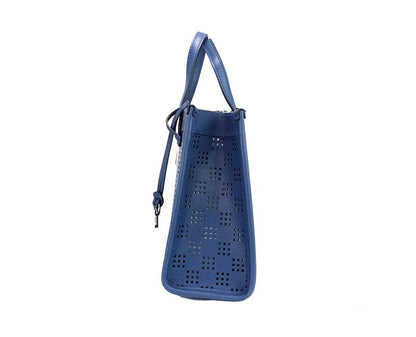 Marc Jacobs Mini Grind Blue Sea Leather Crossbody Tote Bag Designer