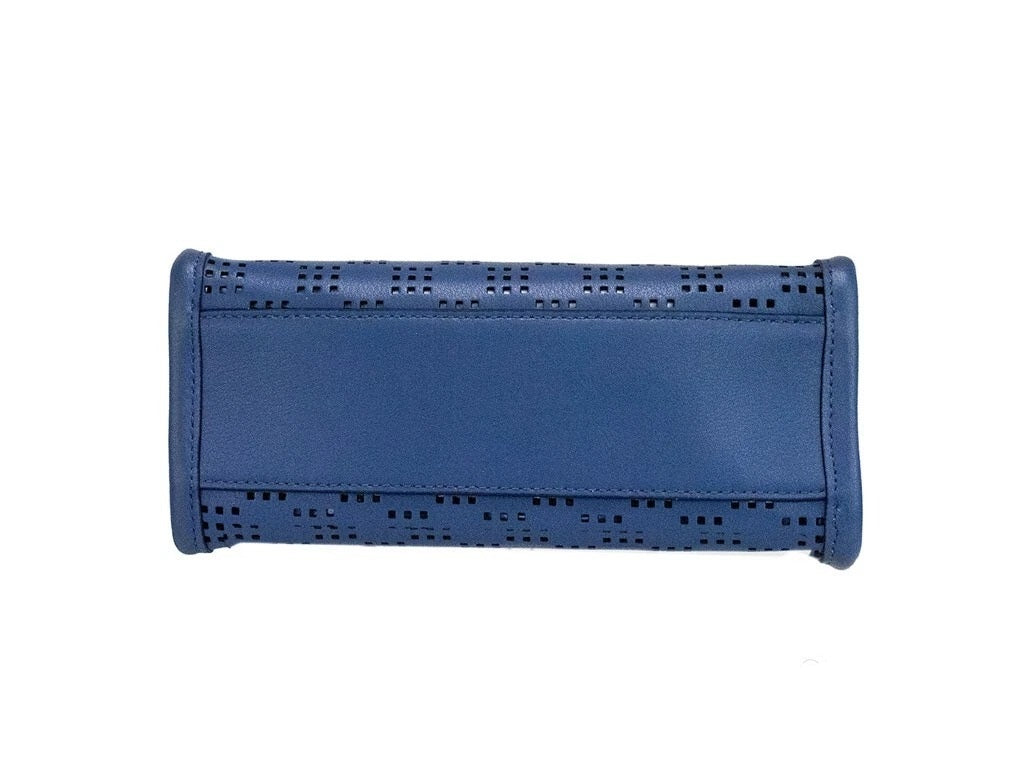 Marc Jacobs Mini Grind Blue Sea Leather Crossbody Tote Bag Designer