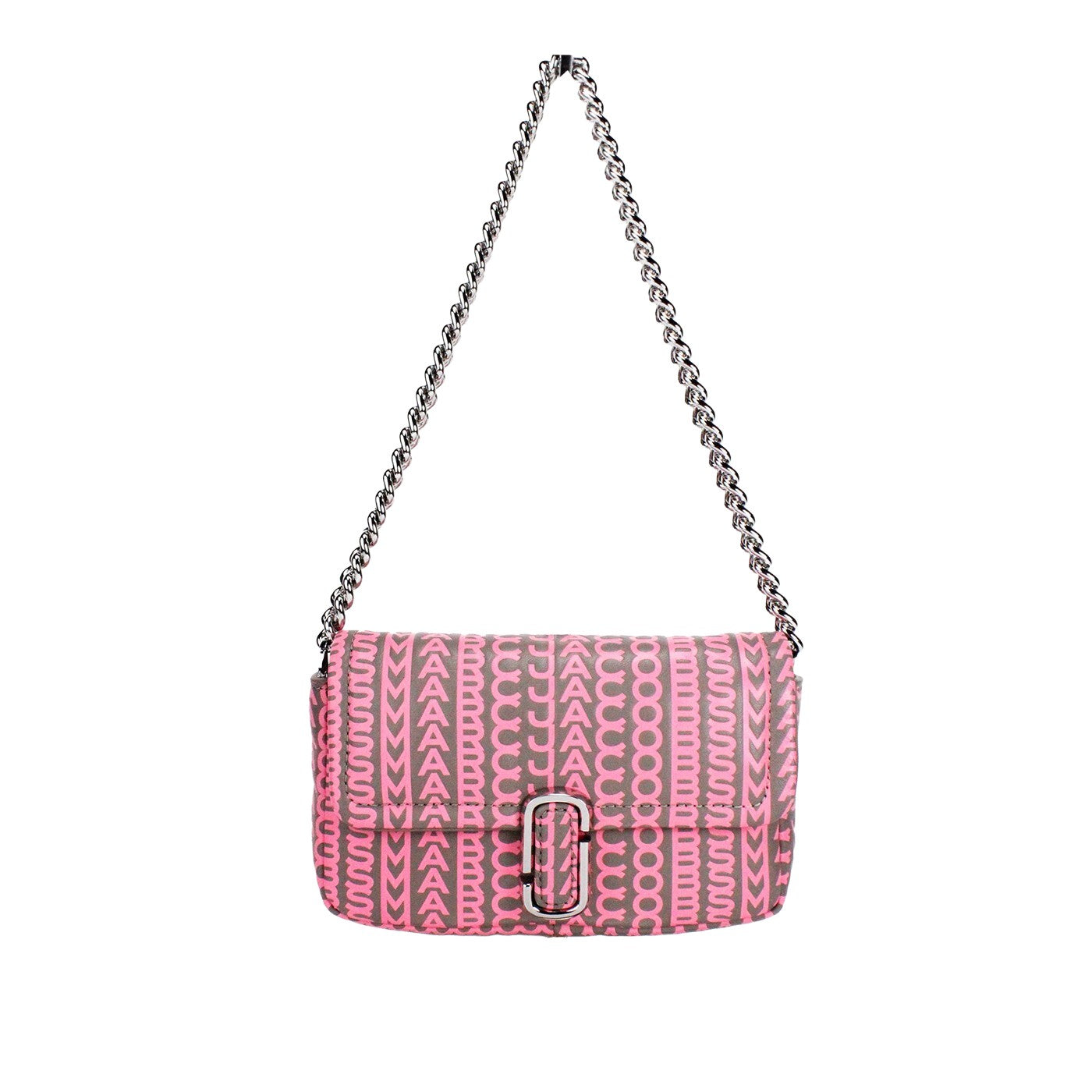 Marc Jacobs Neon Pink The Monogram Leather J Marc Mini Shoulder Bag Crossbody Designer Luxury