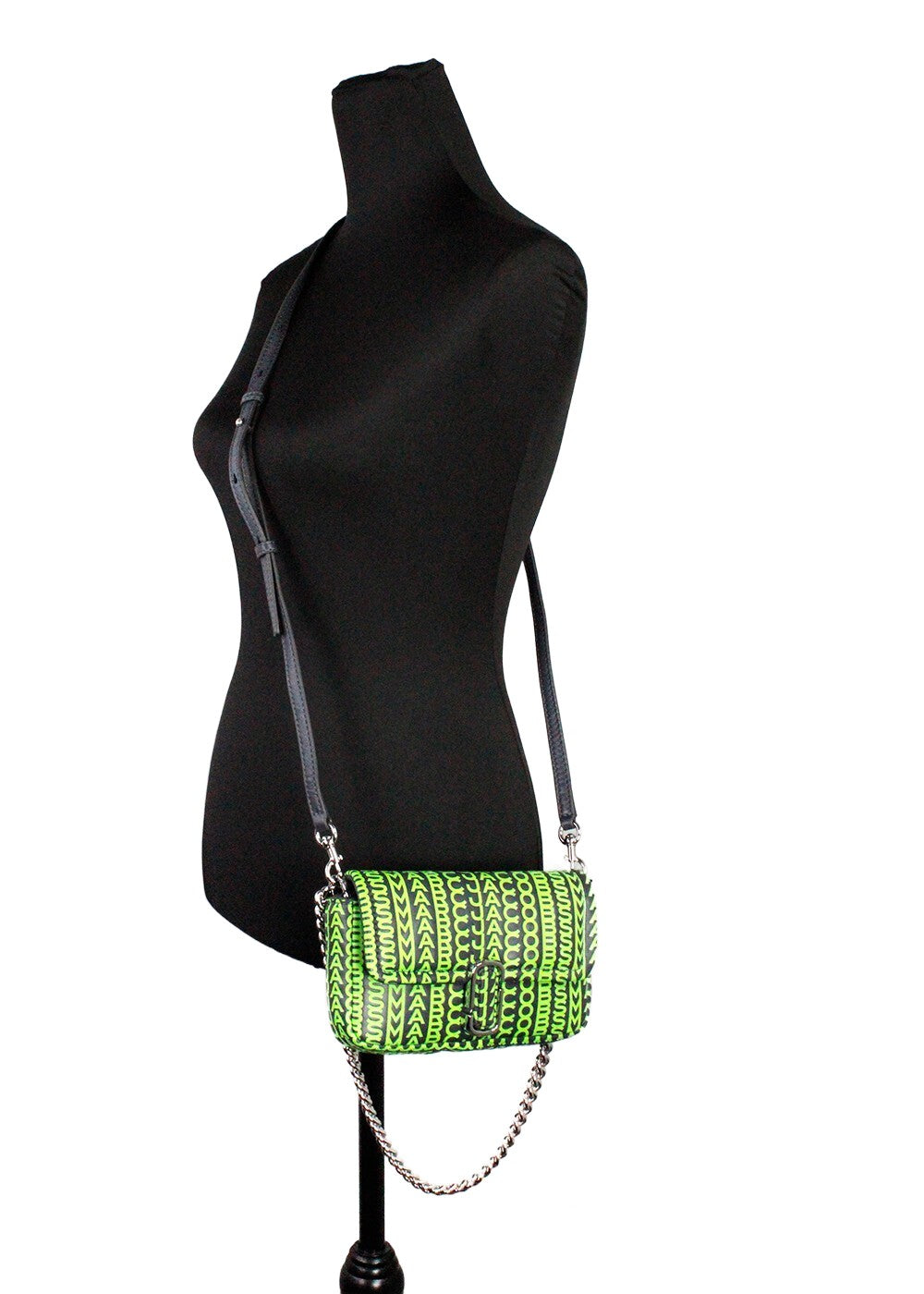 Marc Jacobs Neon Green The Monogram Leather J Marc Mini Shoulder Bag Crossbody Designer Handbag