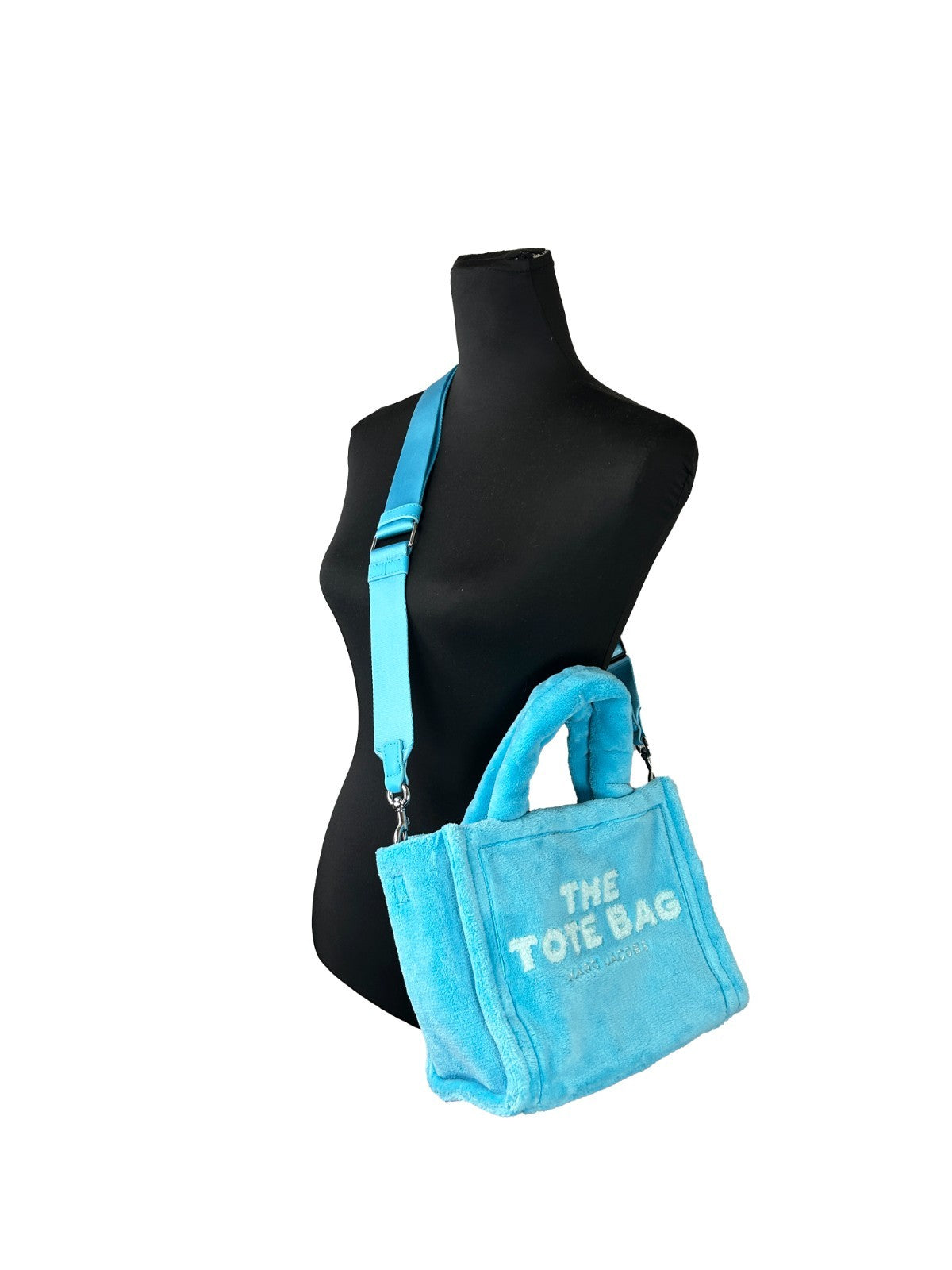 Marc Jacobs The Small Terry Tote Bag Pool Blue Crossbody Designer Handbag Authentic Luxury