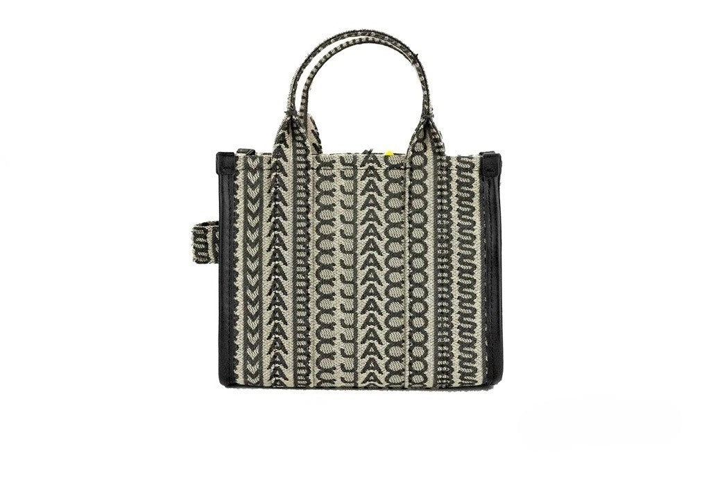 Marc Jacobs The Monogram Beige Mini Tote Bag Woven Jacquard Canvas Crossbody Handbag