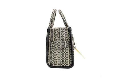 Marc Jacobs The Monogram Beige Mini Tote Bag Woven Jacquard Canvas Crossbody Handbag