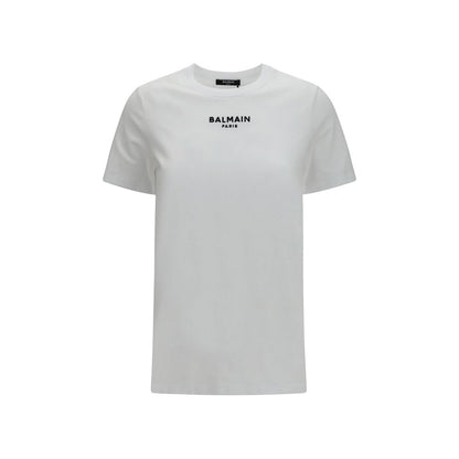 Balmain White Cotton Logo T-Shirt Regular Fit Designer Tee Mens Luxury Fashion