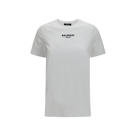 Balmain White Cotton Logo T-Shirt Regular Fit Designer Tee Mens Luxury Fashion