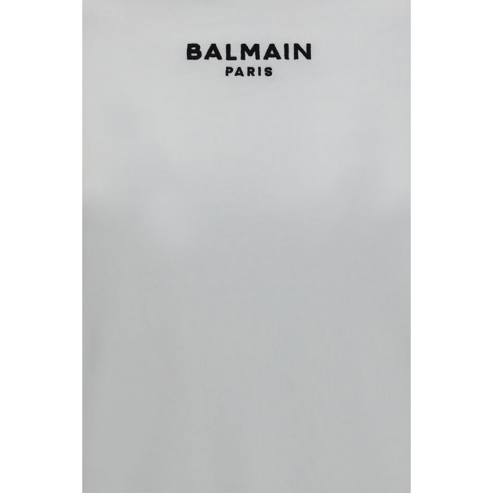 Balmain White Cotton Logo T-Shirt Regular Fit Designer Tee Mens Luxury Fashion