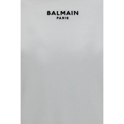 Balmain White Cotton Logo T-Shirt Regular Fit Designer Tee Mens Luxury Fashion