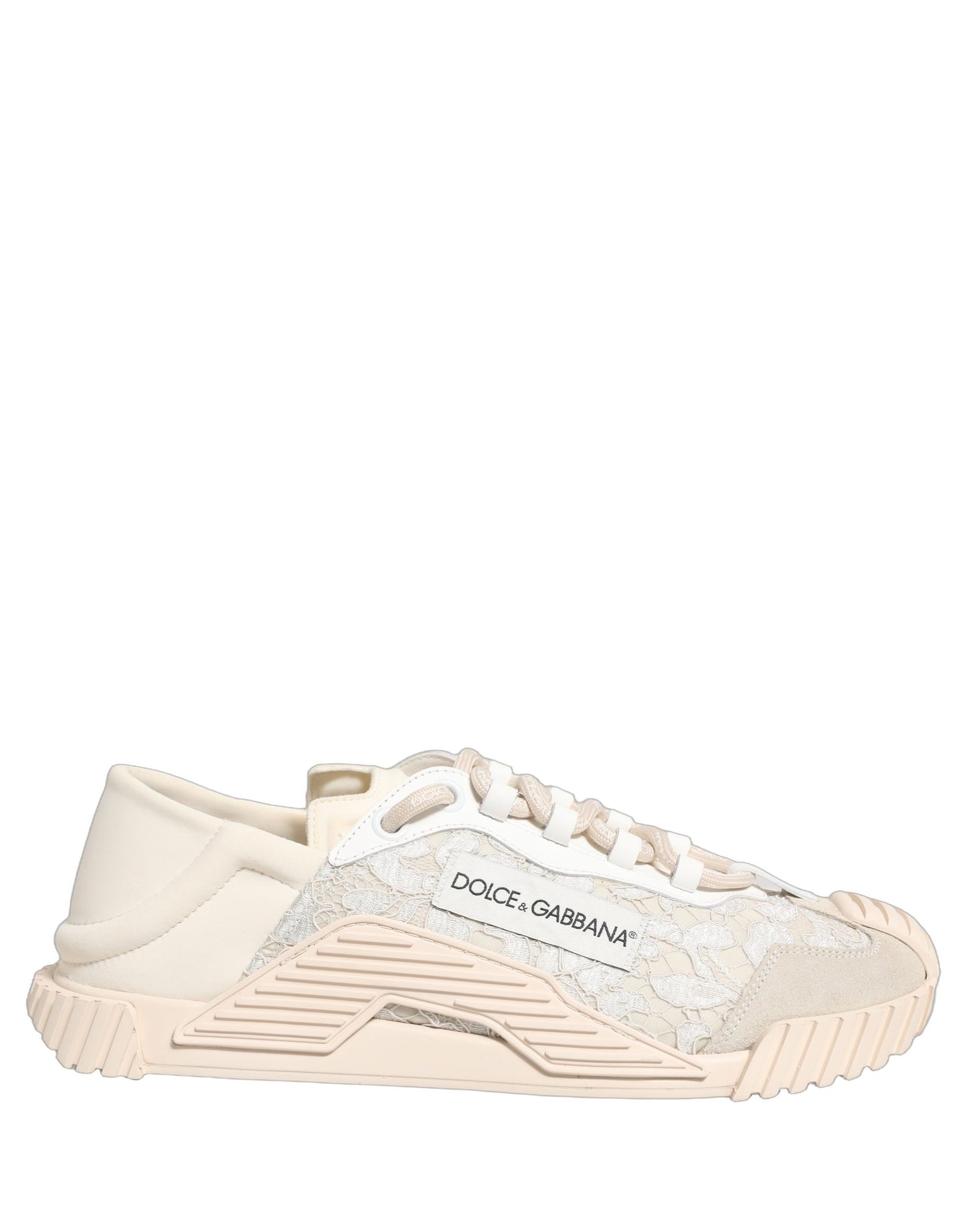 Dolce & Gabbana NS1 White Lace Low Top Sneakers Men’s Designer Sports Shoes Made In Italy